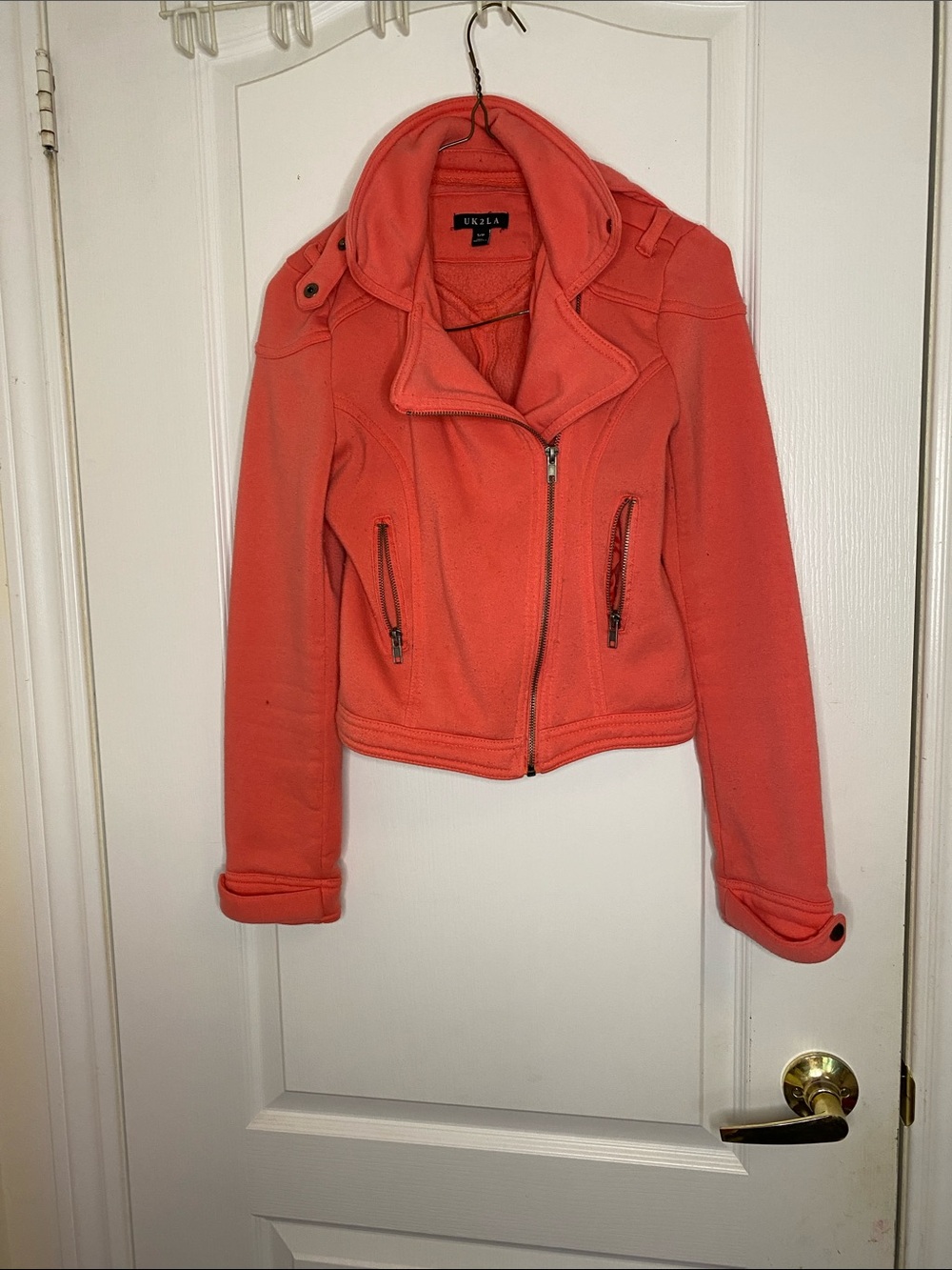 UK2LA Coral Zip-Front Moto Blazer